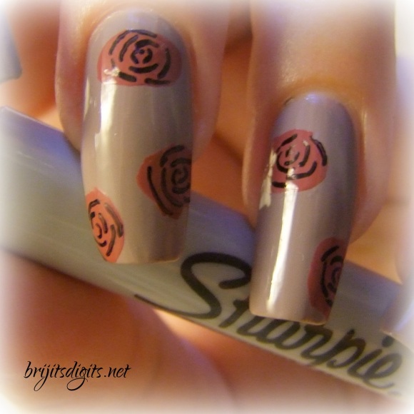 ... Digits – Step by Step Easy Nail Art Tutorial – Sharpie Roses
